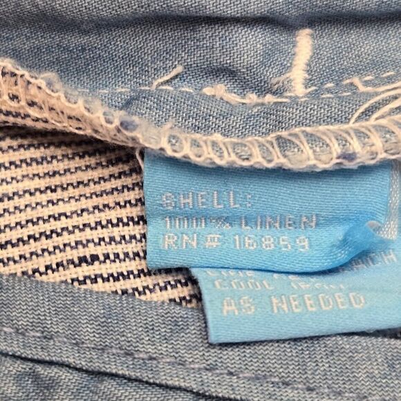 J.McLaughlin Flat Front Linen Shorts Men's Size 33 9in Blue White Stripe Preppy - Picture 5 of 8